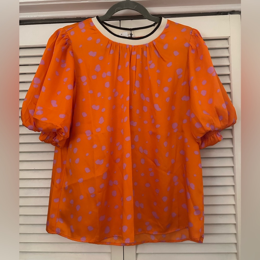NWT THML Orange & Purple Spotted Blouse